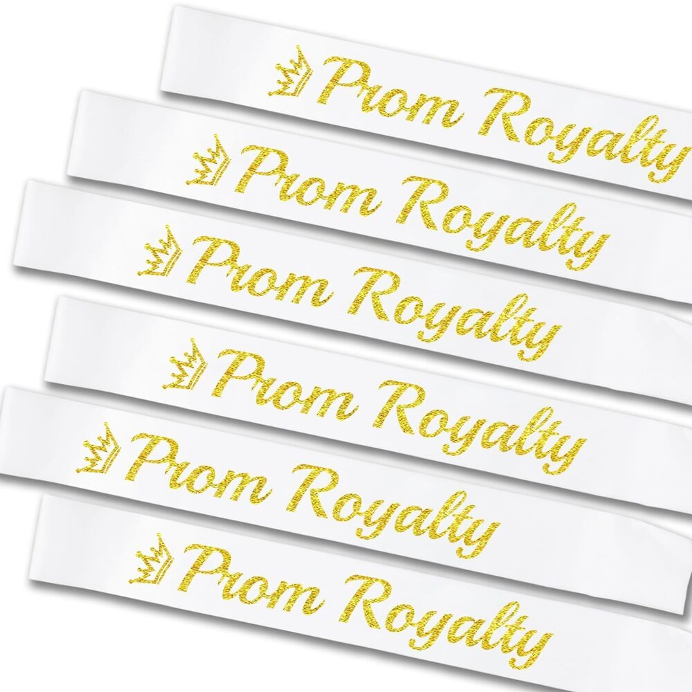 3099 Prom Royalty Sashes 6 Pack, Glitter Gold Black Prom Royalty Sashes